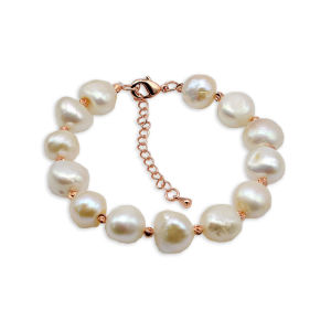 Large Pearl Bracelet White Irregular Baroque Pearls Adjustable Silver Bracelet Natural Pearl Gold Bracelet Women Fashion Jewelry