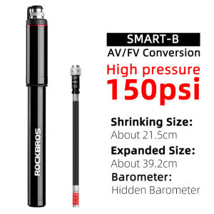 【Giao hàng địa phương】ROCKBROS Bơm Xe Đạp xách tay 80-160 PSI Hợp kim nhôm với đồng hồ đo áp suất Inflator van Presta tay máy bơm hơi nhở núi AV/FV xe đạp xe đạp đường trường accessosries
