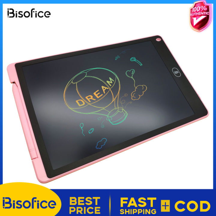 Bisofice 12 Inch LCD Writing Tablet Electronic Digital Drawing Board  Erasable Writing Pad Color Screen One-Click Erase with Lock Button Gift for 