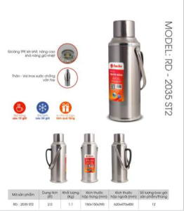 Phích đựng nước INOX 2 lít cao cấp Rạng Đông Model: RD 2035 ST2