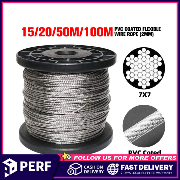 Perf 15/20/50/100 Meter 304 Stainless Steel Steel PVC Coated Flexible ...