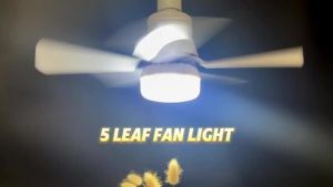Ceiling Fan With Light And Remote Control 30W 5 Blades Tricolor light Ceiling Fan Socket Fan Bulb