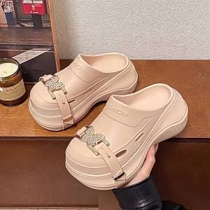 [Free Shipping] New Thick-Soled EVA Closed-Toe Slippers For Women Fashionable And Stylish With A High-End Feel Perfect For Summer Outdoor Wear And Adding Height