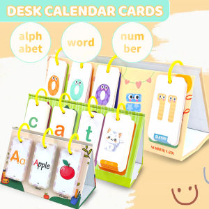 129Pcs Phonics English Flash Card CVC Words Kids Math Calculation Calendar Desk Calendar Educational Learning Cards for Kids Children Learning Toys