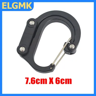 ELGMK 1PC Multifunctional Aluminum Alloy D-Type Utility Hooks Rotatable Quick-Hanging Carabiner Clips For Camping