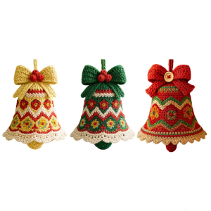 2Pcs Giáng Sinh Crochet Chuông đồ trang trí thủ công đồ thủ công sợi Cho đồ trang trí cho ngày lễ Quà Tặng cửa xe trang trí cây