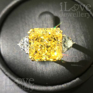 iLove Jewellery 925 Sterling Silver 18K White Gold Plated 5.0ct Yellow Square Cubic Zirconia Ring Jewelry Women Fashion Gift ILR009