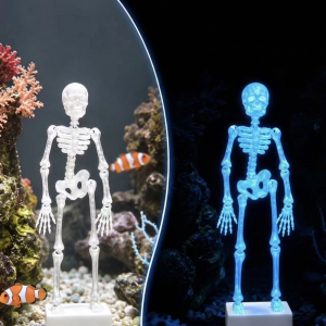 SWEET 3D Printed Dancing Skeleton Aquarium Bubbler Realistic with Pipe Suction Cup Movable Skeleton Fish Tank Bubbler Interactive Fade Resistant Halloween Skeleton Tank Ornament Fish Landscaping