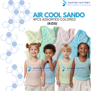 A2A Presko Air-Cool Sando For Kds/Sando See Through Summer Sando Set of 4pcs Aircool Colored Aircool White