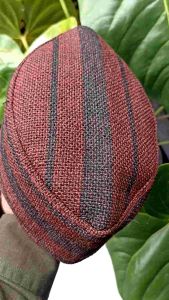 Peci Kopiah Goni Merah Bata Motif Plat Hitam Tinggi 9cm