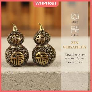 WHPHous Brass Wu Lou Gourd Feng Shui Hollow Accent for Good Luck and Health Traditional Craft for Shelf Decor