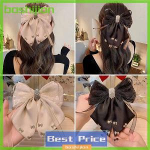 bashijian New Hairpin Satin Fabric Decorated Bow Rhinestone Black Large Size Hairpin Accessories For Women Girls