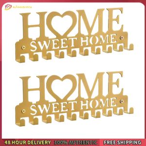 Winnereco Wall Key Holder Wall Mounted Key Holder 10 Hooks Self Adhesive Key Rack Multi-Function Key Hangers for Bathroom Living Room