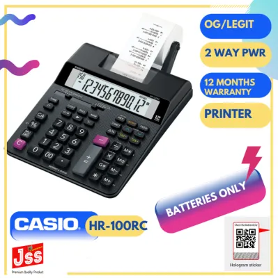 Casio Printing Calculator Adding Machine HR-100RC Calculators Heavy Duty Machines HR100RC HR 100 RC - 1 Unit - Genuine and Original