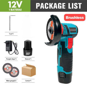 Cordless Angle Grinder 19500rpm Electric Grinding Tool Multifunctional Mini Grinder Handheld Cutter for Cutting Polishing Ceramic Tile Wood Stone Steel With Brush