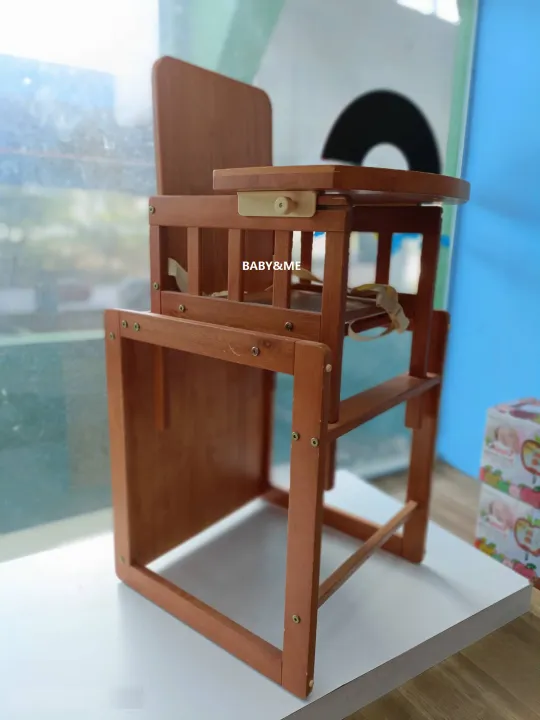 Wooden Baby High Chair, 2 in 1 Feeding Chair and Table Set Detachable ...
