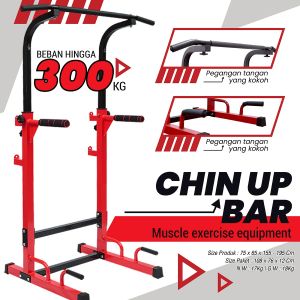BG SPORT Pull Up Bar Station Chin Up Multifungsi Alat Olahraga CU102 Red