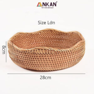 Rổ Đựng Trái Cây Đồ Khô Chất Liệu Mây Tre Đan Thủ Công Giỏ Đựng Đồ Decor Nhà Ăn Phòng Khách