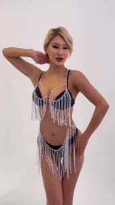 Cross-border AliExpress best-selling multi-layer chest chain for women bikini chest accessory tassel chain nightclub performance body chain set