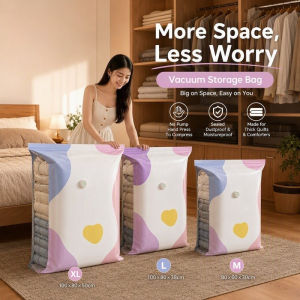 Vacuum Storage Bag Manual Squeeze No Pump 3D Cube Space Saving Reusable Thick Quilt Clothes