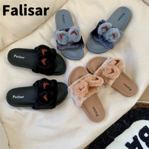 พร้อมส่ง รองเท้าแตะมีขน รองเท้าใส่บ้าน รองเท้าแตะแบบสวม รองเท้าแตะแฟชั่น รองเท้าแตะผู้หญิง รองเท้าแตะซไตล์เกาหลี NO.1768-2