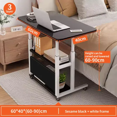 Laptop Desk Mobile Side Table Cart Adjustable Bedside Table With Wheels