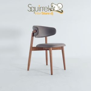 Scandinavian Designer Wooden Chair- Zola/ Solid Rubber wood / fabric cover with arm chair / Kerusi makan Kayu Getah