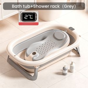 Foldable Baby Bathtub with With Temperature Display Children Intelligent Sensor Temperature Bathing Tubs  Portable Newborn Toddler Shower Tub