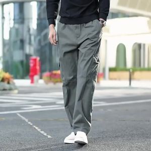 จี๊ป สปิริต กางเกงผู้ชาย กางเกงคาร์โก้ขนาดใหญ่ใหม่ กางเกงขาตรงหลวม กางเกงหลายกระเป๋าผู้ชาย กางเกงผ้าฝ้ายบริสุทธิ์บางสบาย