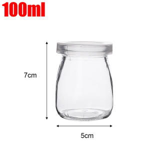 【Hibeautylife】3/1PCS Yogurt Jars with PE Lids Clear Glass Pudding Container Spice Jelly Honey Bottle Milk Household Kitchen Storage Mini Cup