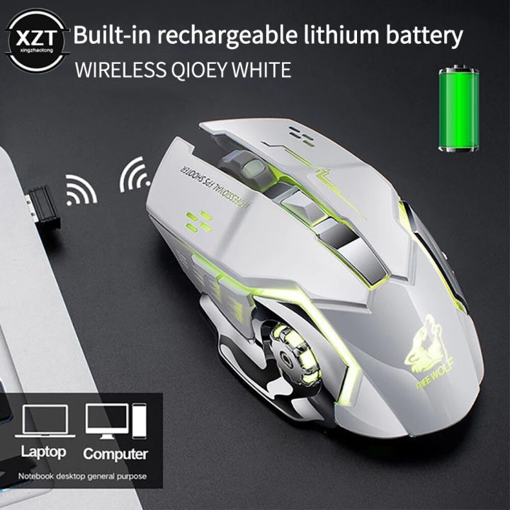 Free Wolf X8 Wireless Charging Game Mouse Mute Mouse Backlit Mechanical ...