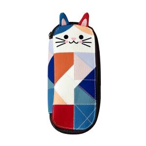 Q-1151 STORE Patchwork Pencil Case Cat Large Capacity Pen Bag Portable Stationery Storage Bag Gift
