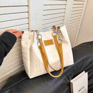 DJAQWA Korean Style Simple Shoulder Bag Tote Bag PU PU Handbag Shopping Minority Design Large Capacity Bag Women