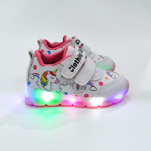 Sepatu Anak Formal Dengan Lampu & Karakter Unicorn Untuk Anak Perempuan Usia 1-6 Tahun