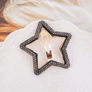 2Pcs Rhinestone Star Hair Clip Korean Simple Colorful Wave Side Bangs Clip Women Snap Hairpin Fashion Headwear Accessories