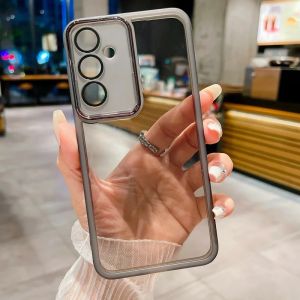 Clear Phone Case For Infinix Smart 8 Tecno Spark Go 2024 Hot 40 Pro 40i Smart 7 Tecno Spark 2023 20C Hot 30i 9 11 10 20 Play Note 30 40 Pro Plating Transparent Acrlic TPU Silicone Soft Flexible Shockproof Casing Camera Lens Protection Back Covers