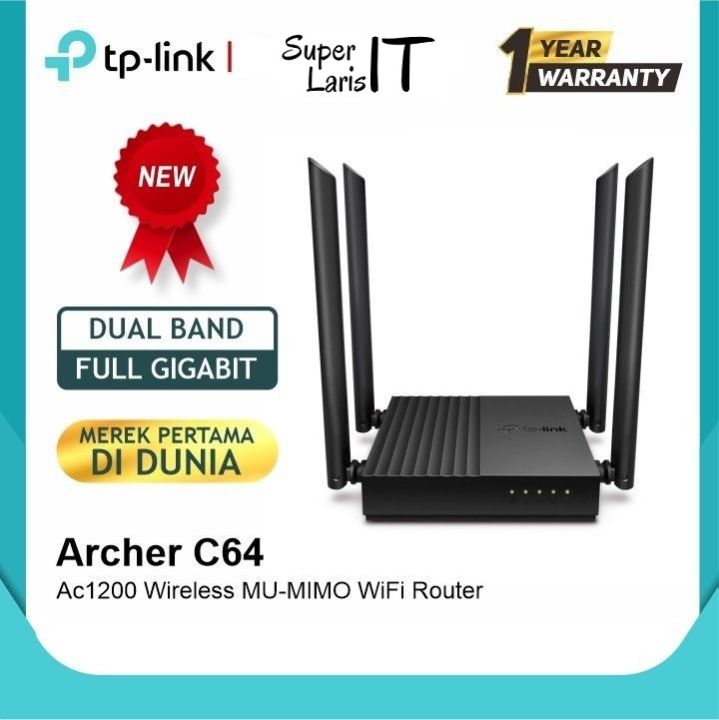 Tp-link Archer C64 AC1200 Wireless MU-MIMO WiFi Router Resmi