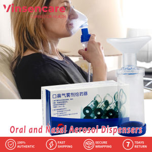 Vinsencare Child Adult Buffer Inhale Chamber Automizer Spacer Mist Storage Compressor Nebulizer Tank Aerochamber with Mask Cup Mouthpiece Oral and Nasal Aerosolized Drug Deliverer Sprayable