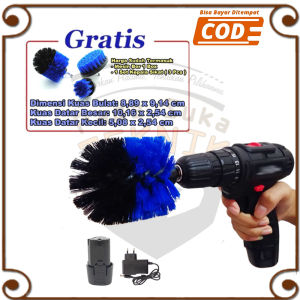 Mesin Bor Cas Elektrik Wireless Kepala Sikat Cleaning Brush Pembersih Kamar Mandi WC Lantai Rumah