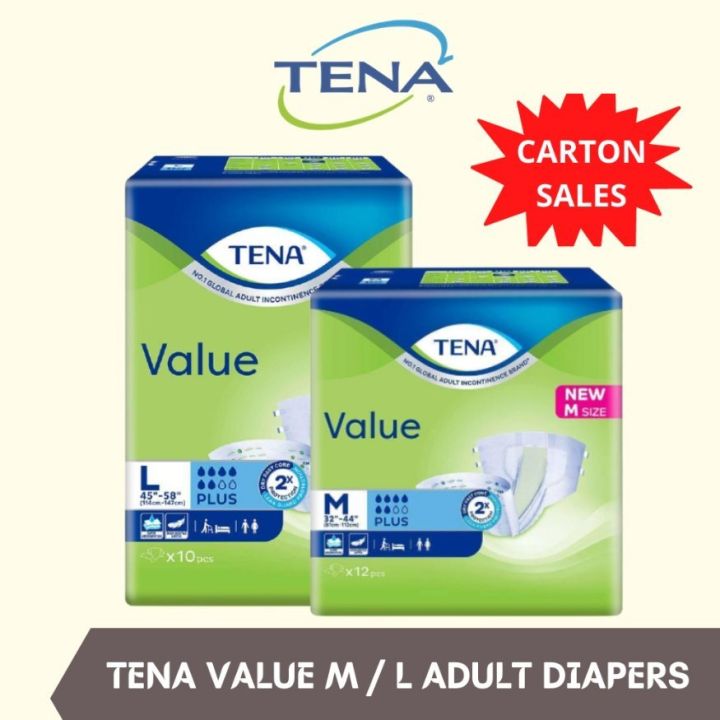 [Free Delivery] TENA Value Adult Diapers Unisex Taped Diaper Medium
