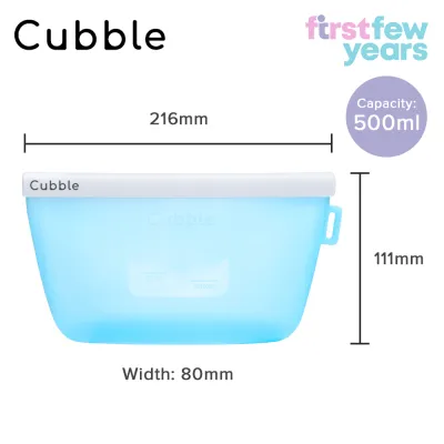 Cubble Silicone Storage Bag for Breast Pump Food Fruits and Baby Accessories (5 Colors 4 Sizes) Freezer Safe Microwave Safe