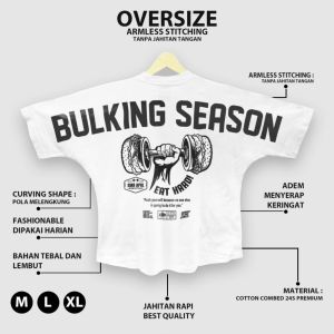 SMR APPAREL Kaos Oversize BULKING SEASON Cotton Combed 24s Pria & Wanita Dewasa Workout Atletis Gym