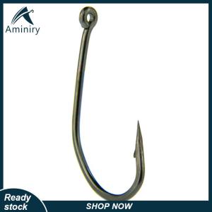 Aminiry[Love sports] 100Pcs Ống Đóng Hộp Maruse Móc Màu Đen Cao Carbon Thép Coon Và Câu Cá Biển Móc Với Vòng Và Dây Thép gai