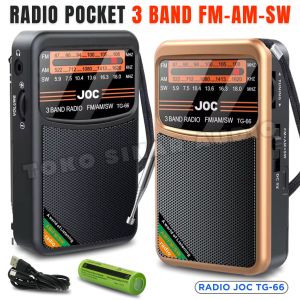 Radio Mini Saku Super Kencang Sinyal Kuat JOC TG-66 Dengan 3 Band Radio FM-AM-SW Antena Radio Rechargeable Tipe-C | TOKO SINAR AUDIO