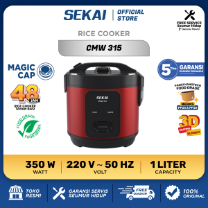 SEKAI Rice Cooker / Penanak Nasi Magic Com Penghangat Nasi 3 in 1 / Stainless Body 1L - CMW 315