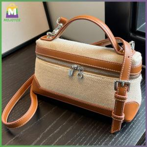 MOJOYCE กระเป๋าสะพายไหล่ผู้หญิงผ้าฝ้ายคอนทราสต์สีสายปรับได้สำหรับทำงานและท่องเที่ยว