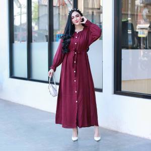 BAJU PAKAIN WANITA GAMIS DRESS  MIDI PALING TERBARU BAHAN  AIRFLO CERIKNGKEL  BUSUI PANJANG 120 LENGAN PANJANG KANCING SAMPE BAWAH  MAYUNG SAMPE BAWAH MEWAH MURAH BERKUALITAS