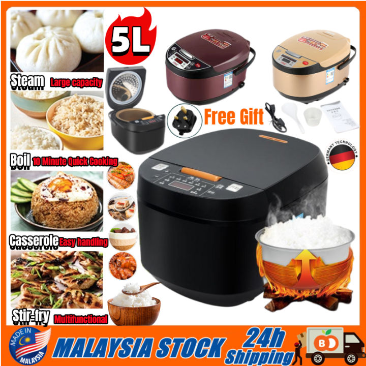 Read Stock Rice Cooker 5 Liter Multi Function Intelligent NonStick Rice Steamer Periuk Nasi