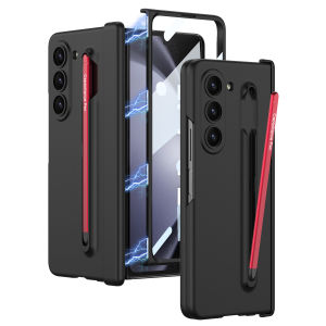 Original Samsung Galaxy Z Fold5 S-Pen Protective Case Ultra-Thin All-inclusive Shock-proof Hinge Protection Case For Samsung Z Fold 5 Fold5 Case With One-piece Pen Holder For ZFold5 With Tempered Glass Protective Film