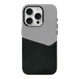 Card Holder MagSafe Leather Case For iPhone 17 Pro Max 16 15 14 Plus 13 12 Pocket Wireless Charging Alloy Hit Color Cover